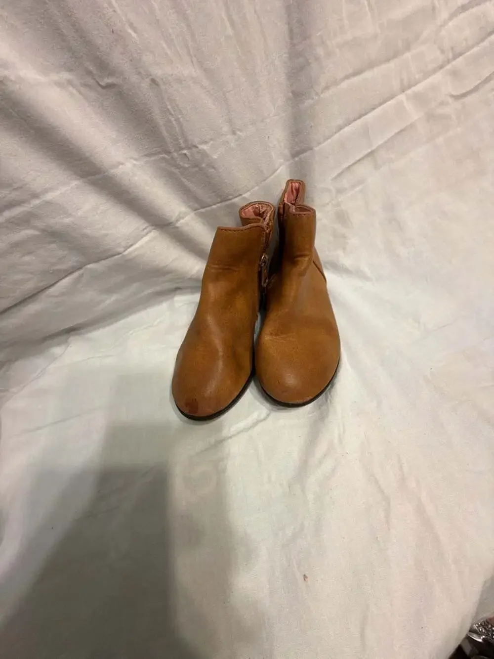 Cat & Jack Girls' Cognac Brown Zip-Up Ankle Boots